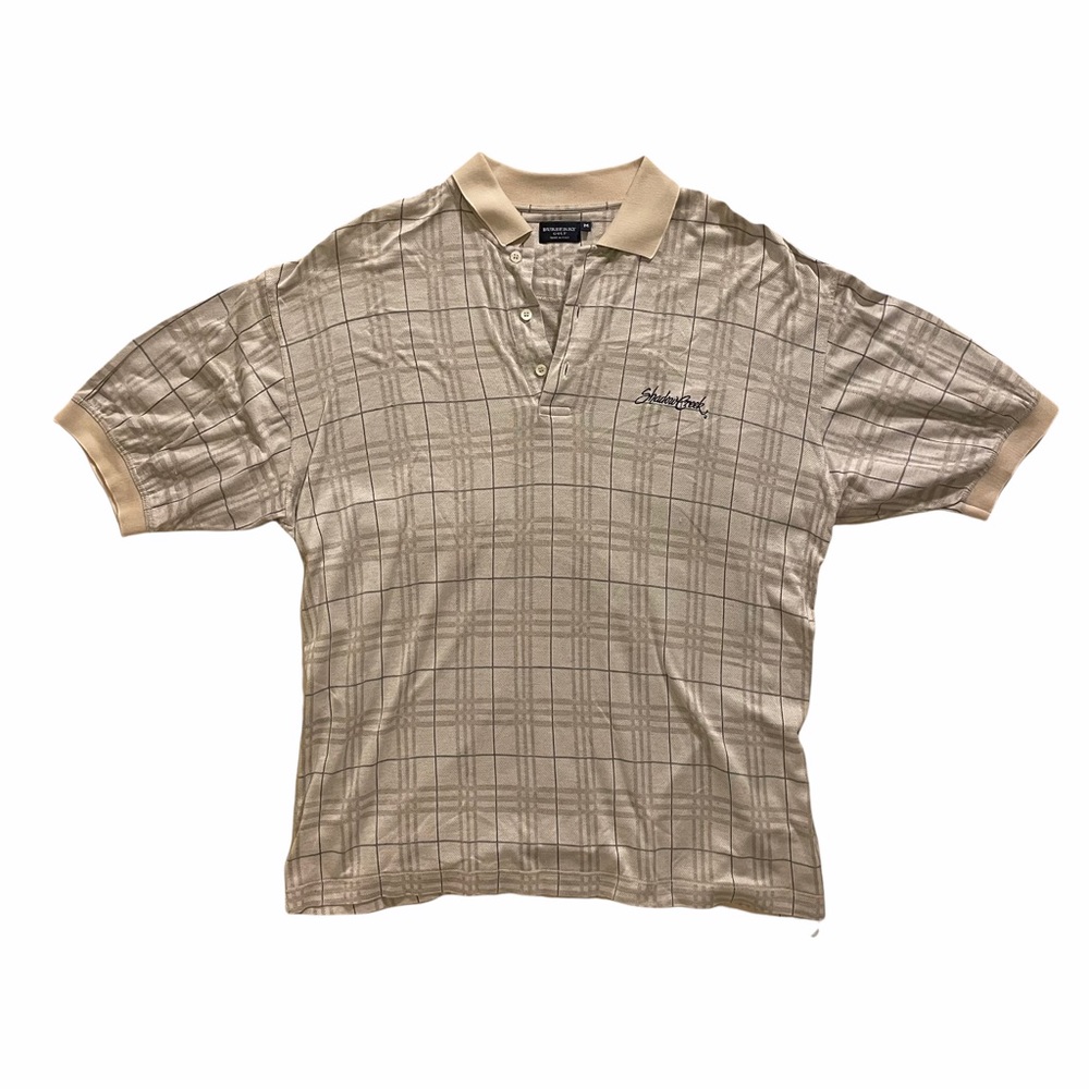 Burberry Golf Mens Polo Shirt Nova Check Gray Size Medium Made In Italy